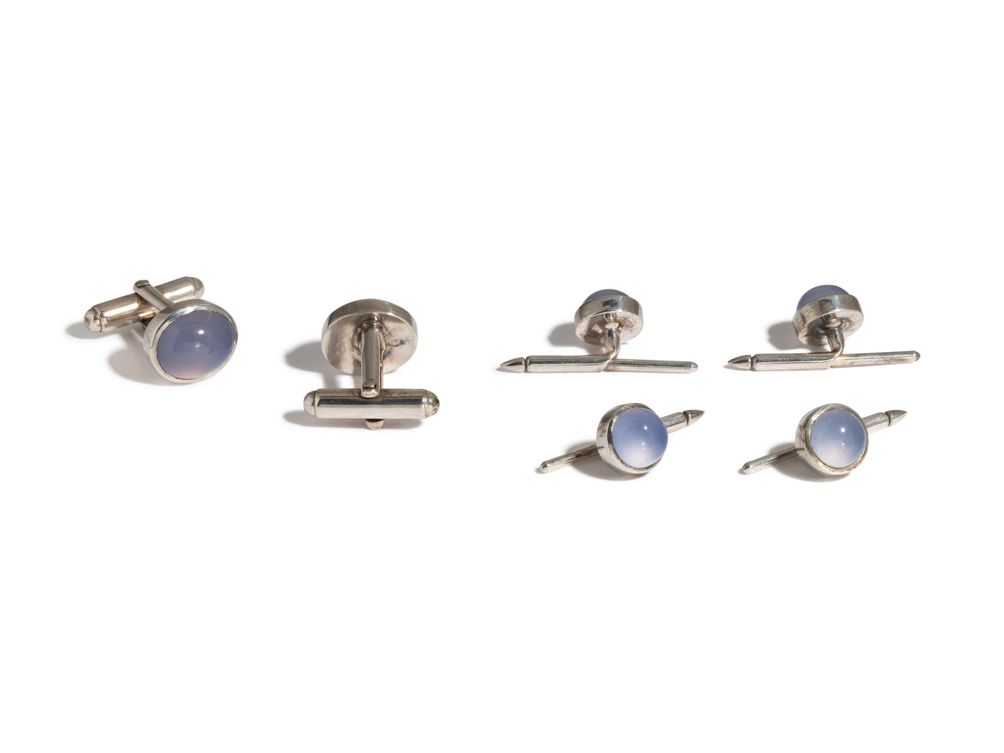 STERLING SILVER AND CHALCEDONY DRESS SET