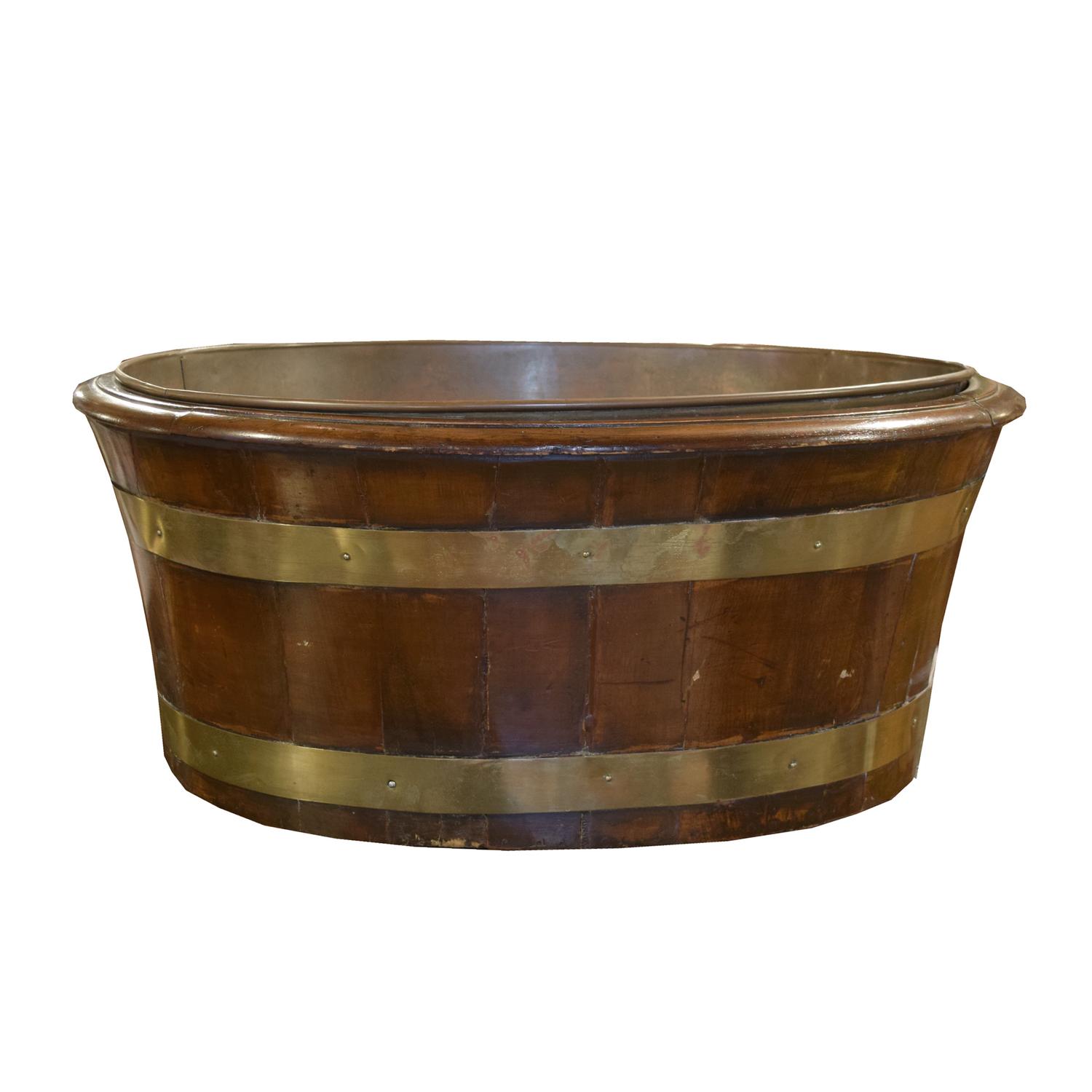 A Brass Banded Mahogany Cellarette 27" W x 21.5" D x 11.5" H — England, 19th Century