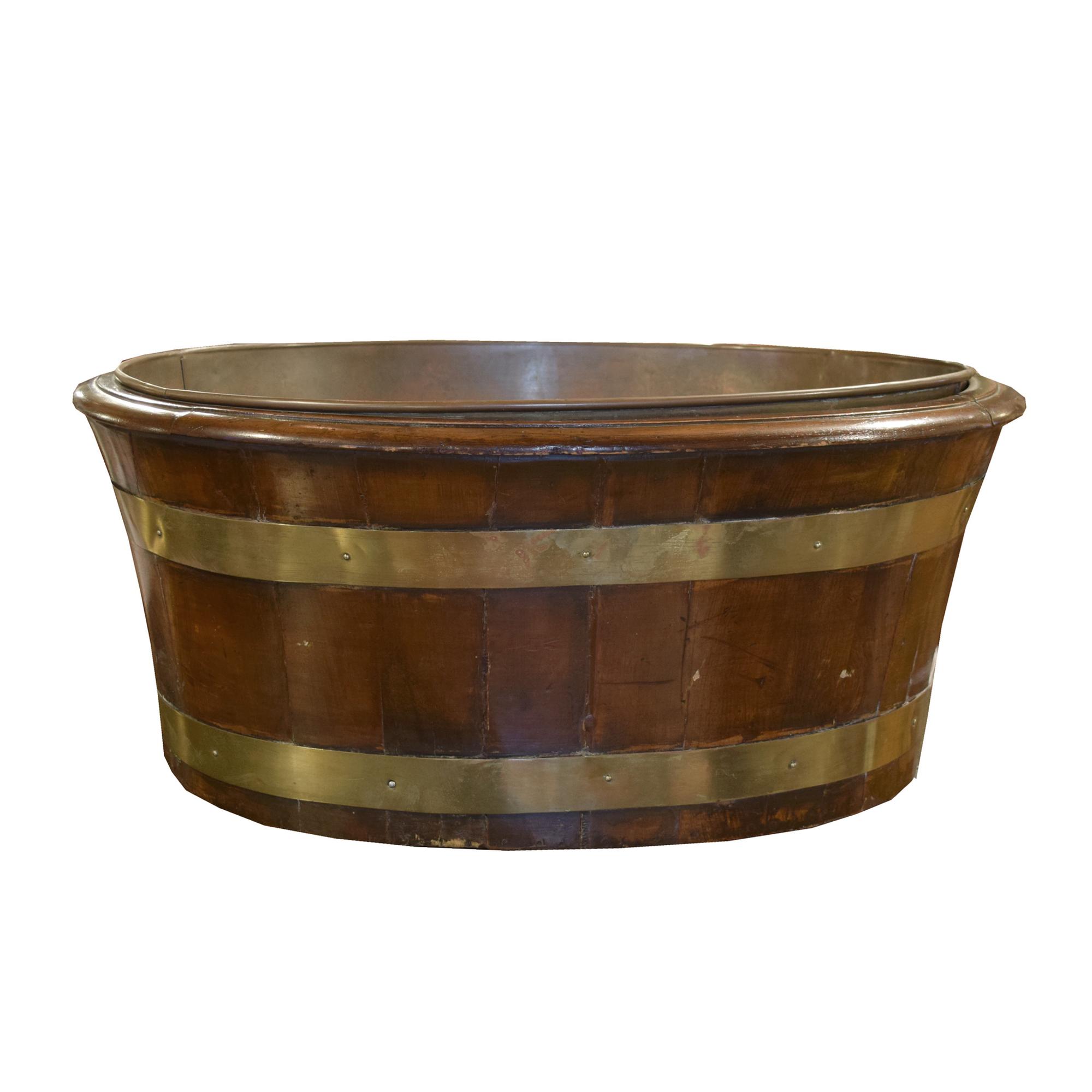 A Brass Banded Mahogany Cellarette 27" W x 21.5" D x 11.5" H — England, 19th Century