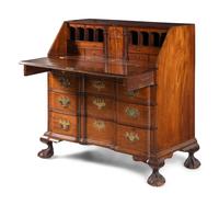 A Chippendale Style Mahogany Block-Front Claw and Ball Foot Slant-Front Desk
