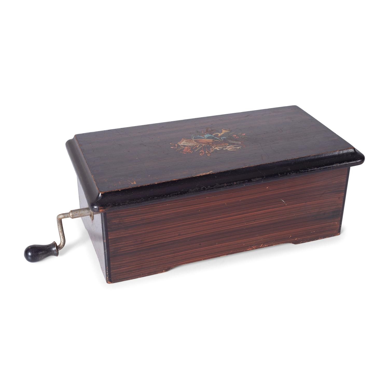 A Six Tune Cylinder Swiss Music Box with Rosewood Case