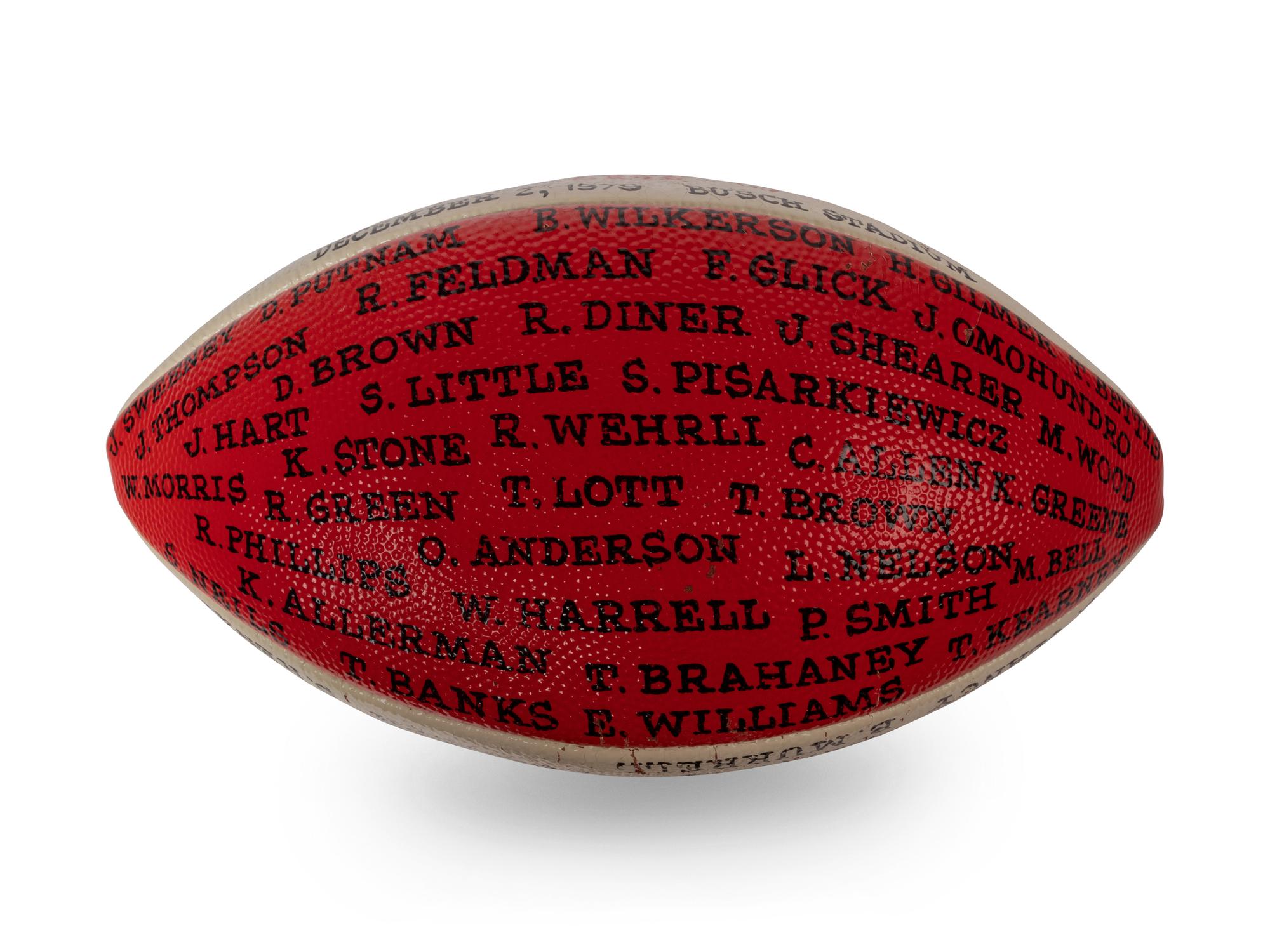 A December 2, 1979 St. Louis Cardinals vs. San Francisco 49ers Game Ball Presented to Coach Bud Wilkinson,