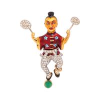 DIAMOND AND ENAMEL ACROBAT BROOCH
