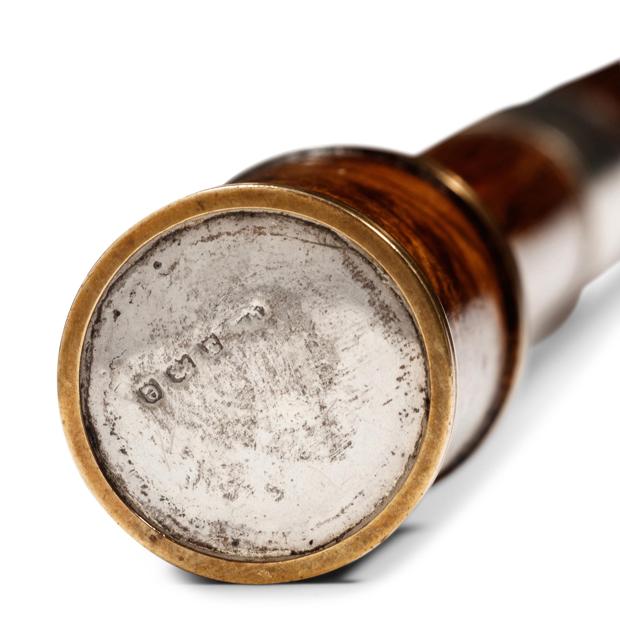 A Victorian Silver-Mounted Partridge Wood Smoker's 'System' Walking Stick
