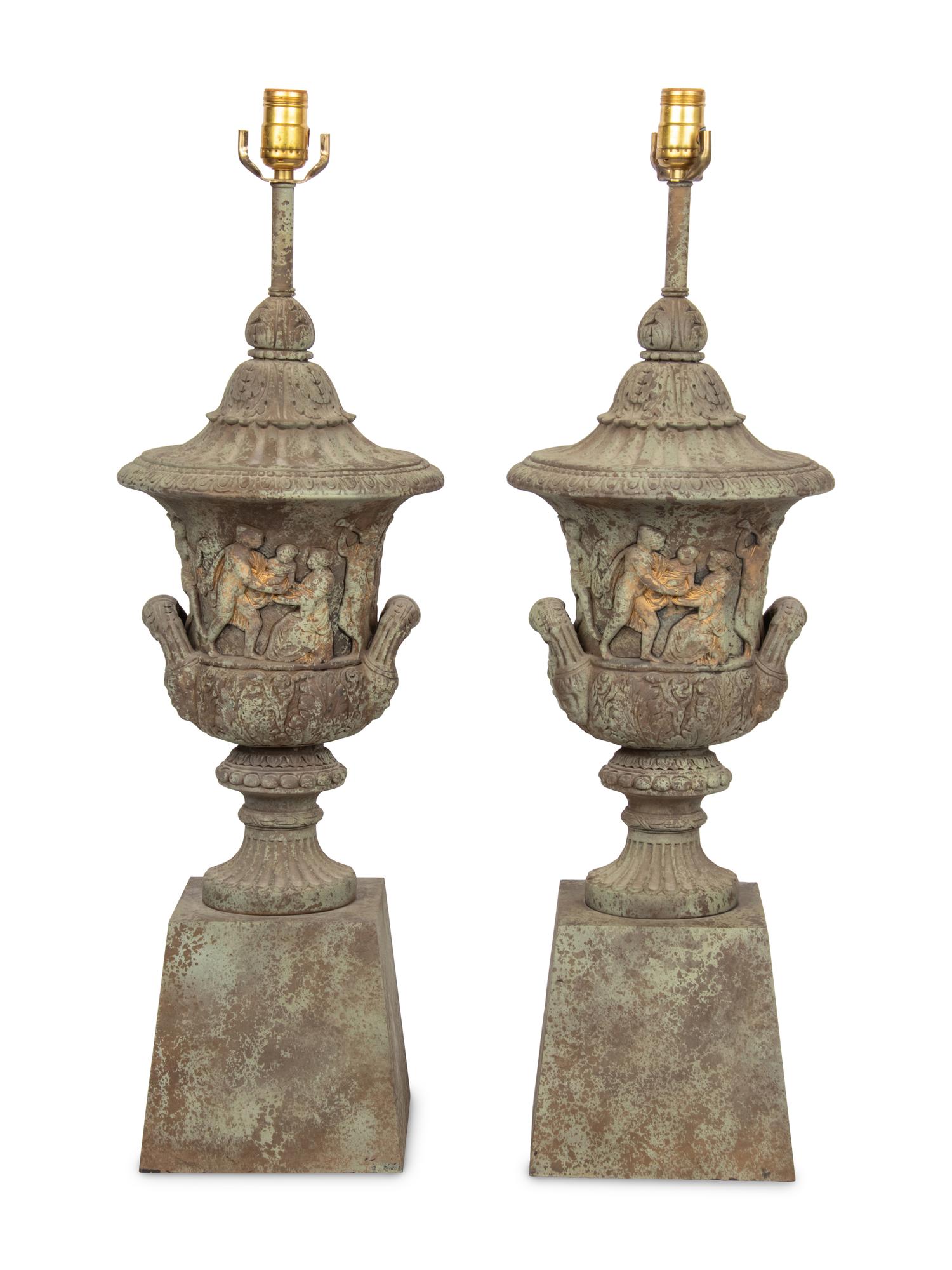 A Pair of Classical Composite Urns Mounted as Lamps