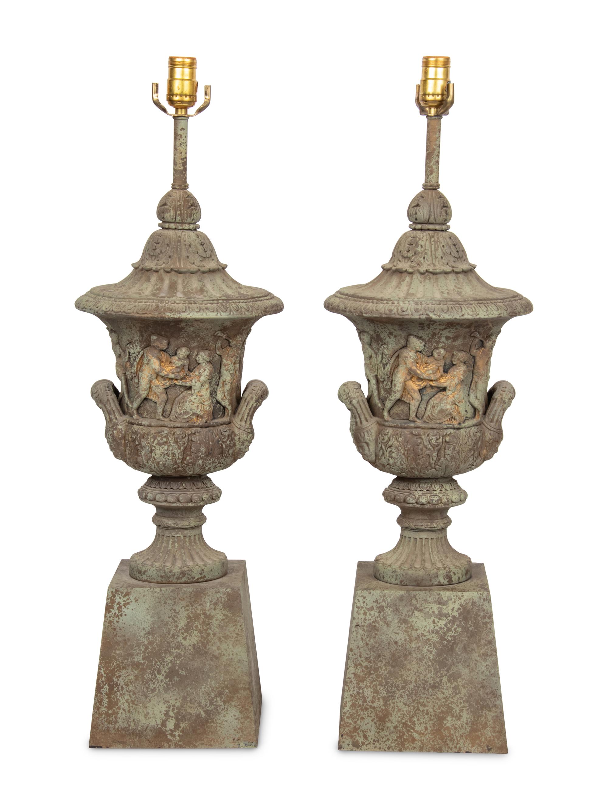 A Pair of Classical Composite Urns Mounted as Lamps