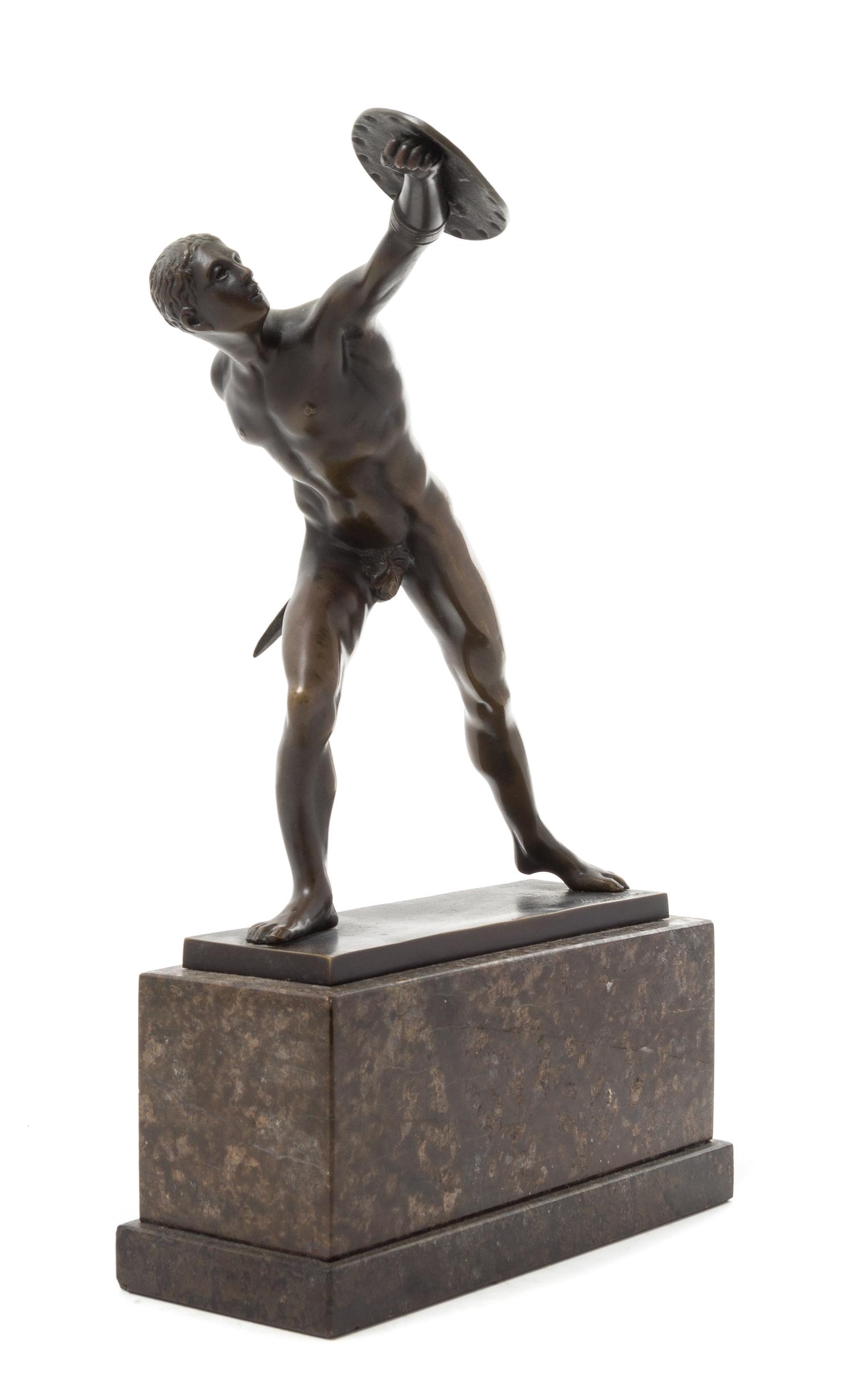 A French Bronze Figure of a Gladiator Height 14 1/4 inches.
