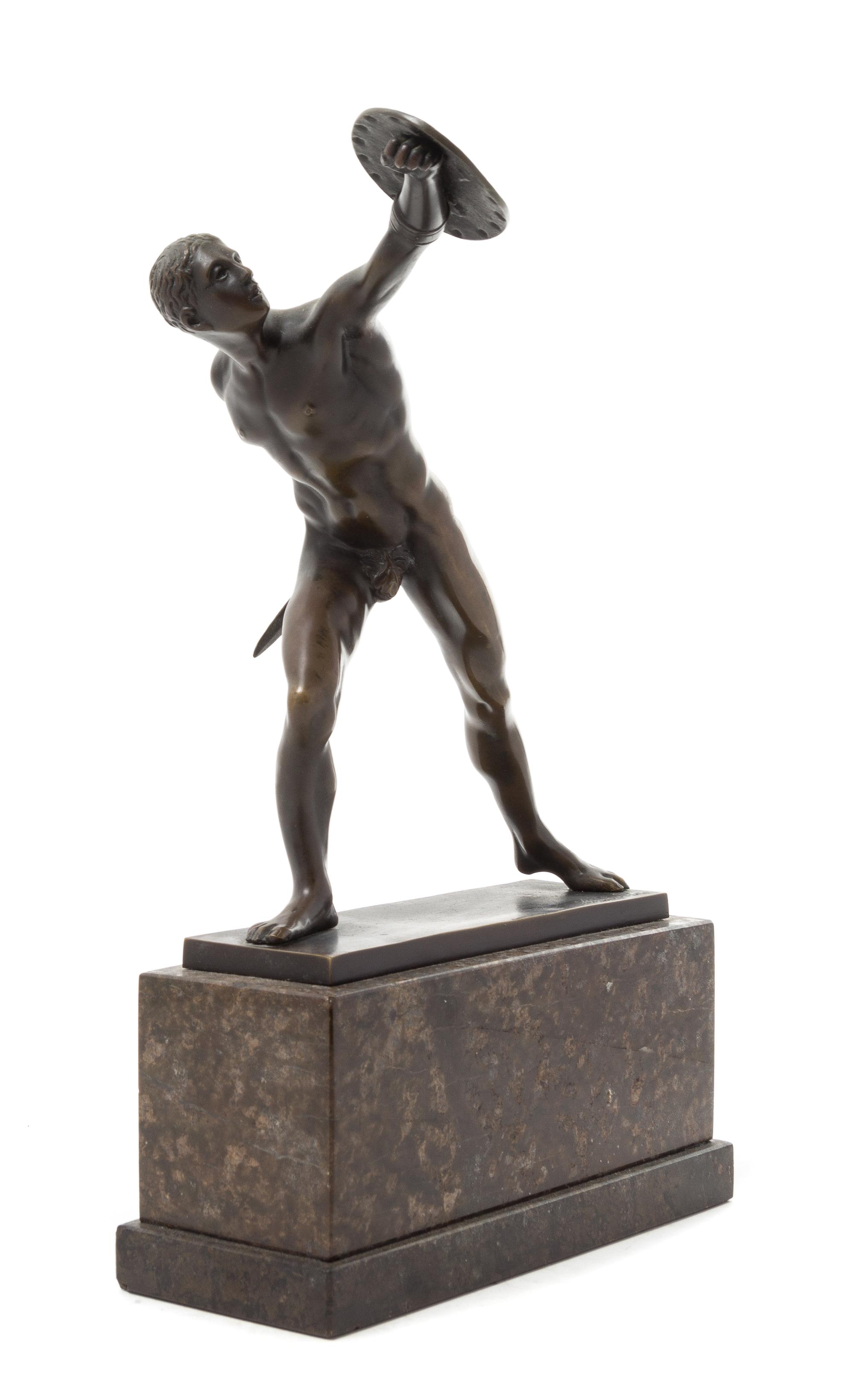 A French Bronze Figure of a Gladiator Height 14 1/4 inches.