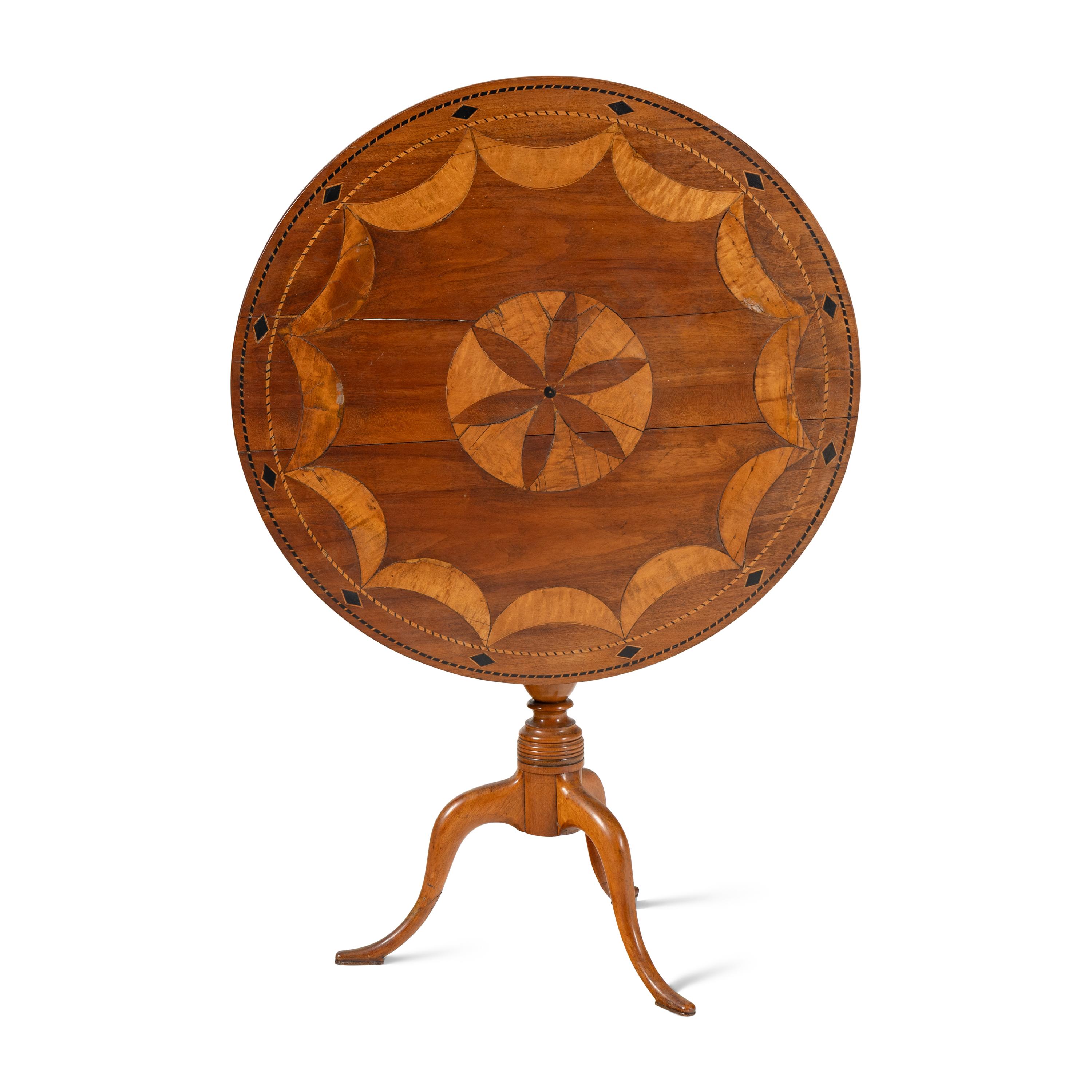 A Federal Inlaid Cherry Tilt-Top Candlestand