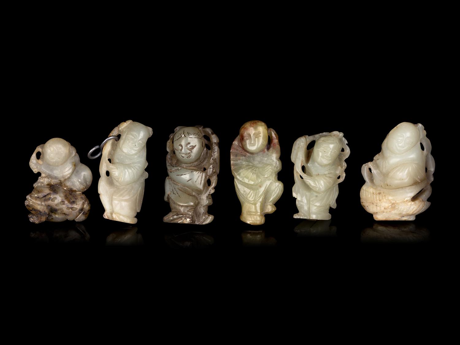 Six Chinese Jade Carvings of Boys