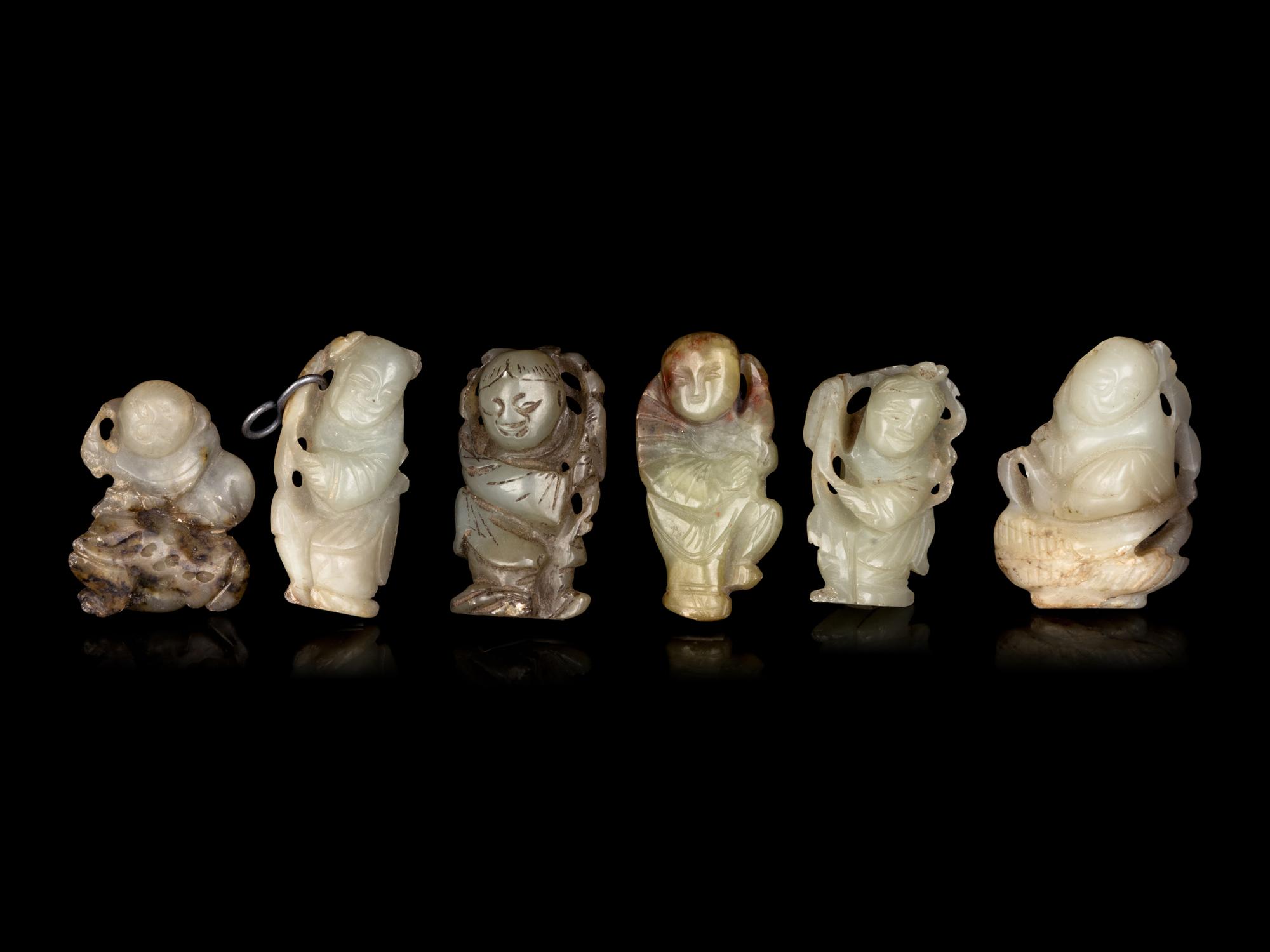 Six Chinese Jade Carvings of Boys