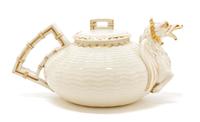 A Belleek Chinese Teapot, Width 9 3/4 inches.