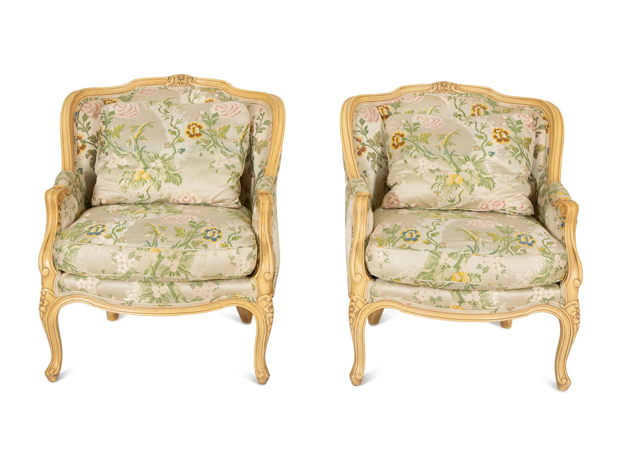 A Pair of Louis XV Style Painted Duchesses Brisees