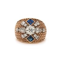 DIAMOND AND SAPPHIRE RING
