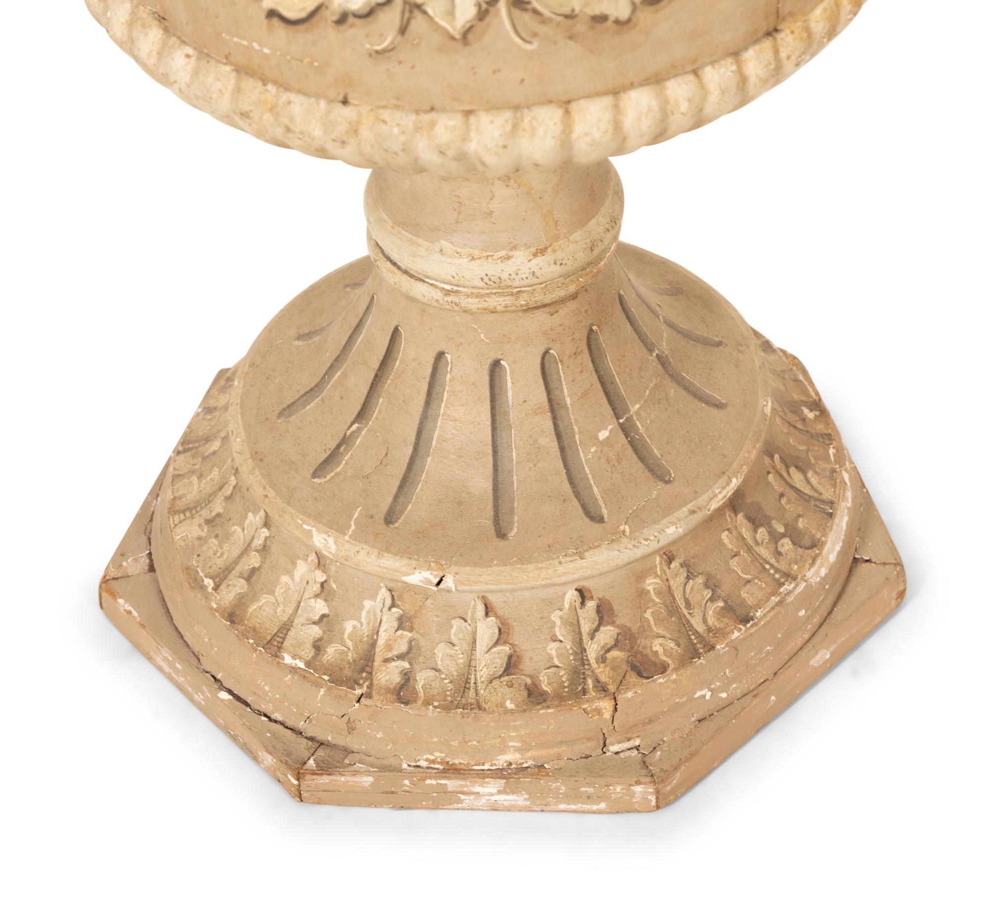 A Pair of Italian Neoclassical Painted Pedestal Cabinets with Faux Marble Painted Tops