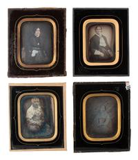 [EARLY PHOTOGRAPHY]. 17 likely European daguerreotypes of women housed in passe partout mounts.