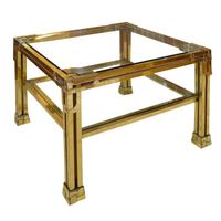 A Brass and Glass Cocktail Table 27.75" W x 27.75" D x 18.75" H — France, 20th Century