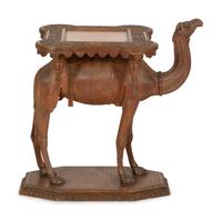 A Middle Eastern Carved Oak Camel-Form Side Table