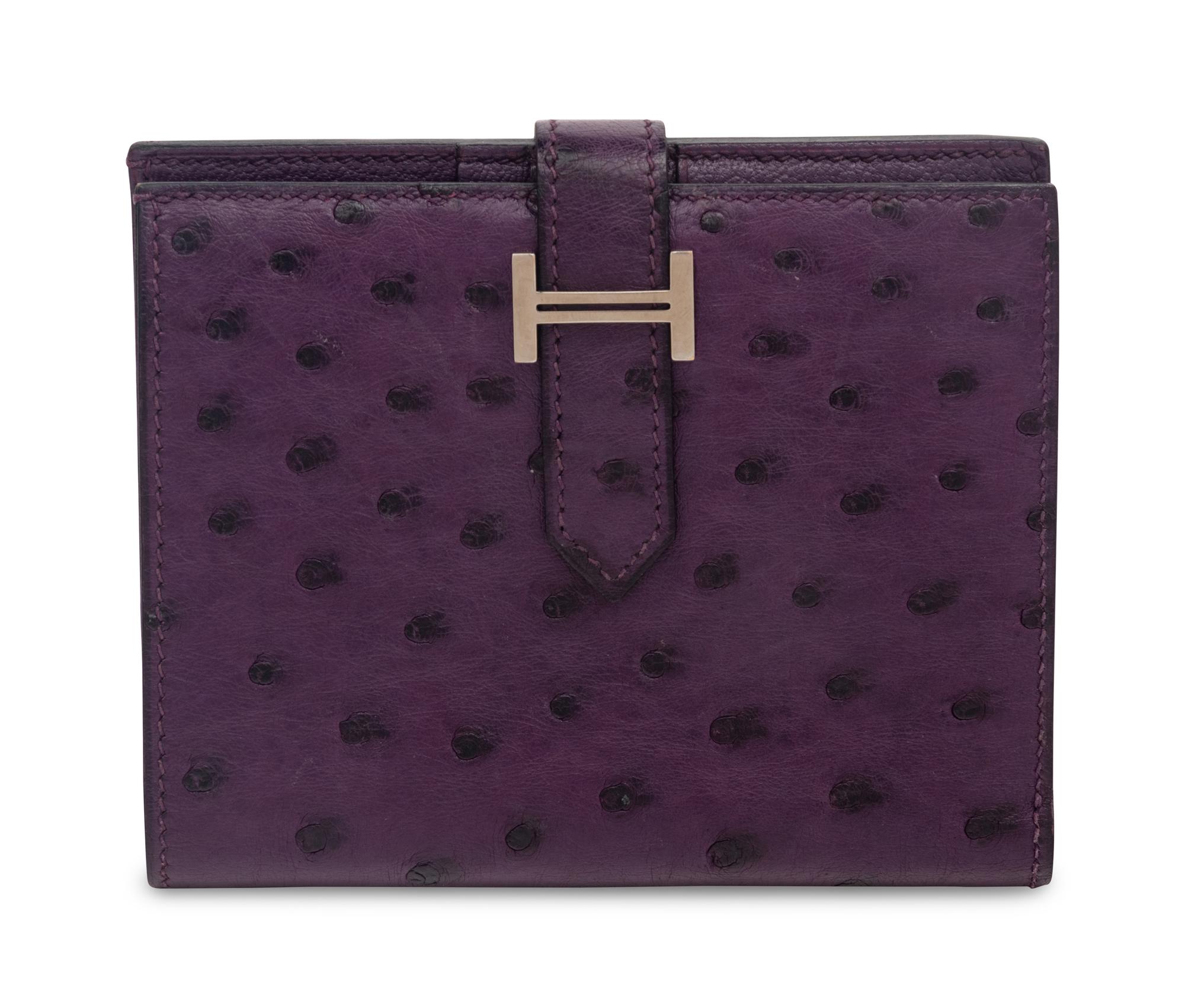 HERMÈS OSTRICH BEARN COMPACT WALLET