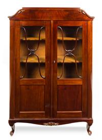 A Danish Mahogany Vitrine Height 62 3/4 x width 42 1/2 x depth 12 1/2 inches. — EARLY 20TH CENTURY