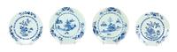 Two Pairs of Chinese Export Blue and White Porcelain Plates