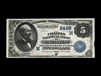 A Series 1882 Date Back $5 National Bank Note-Charter #2495 Citizens National Bank of Cincinnati, OH (PCGS-C VF25) [Fr. 537]