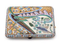 A Russian Silver-Gilt and Shaded Enamel Cigarette Case