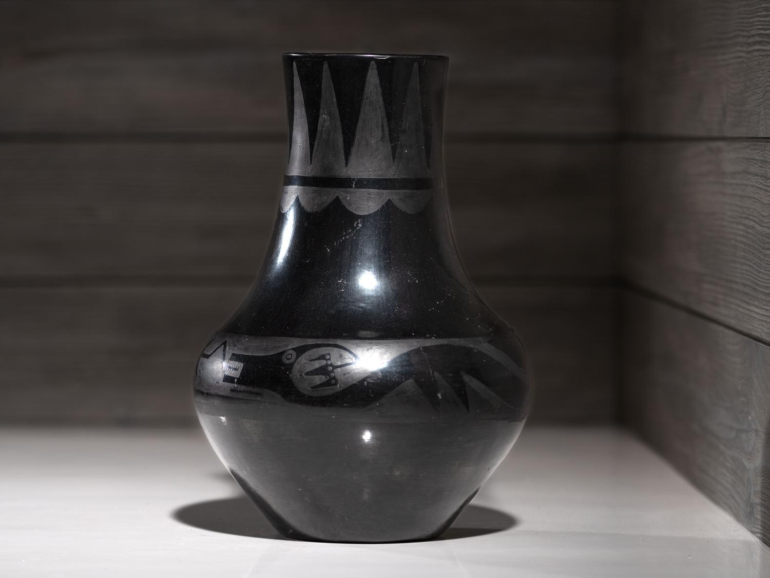 Blackware Pottery Vase, with Avanyu 1923-1925