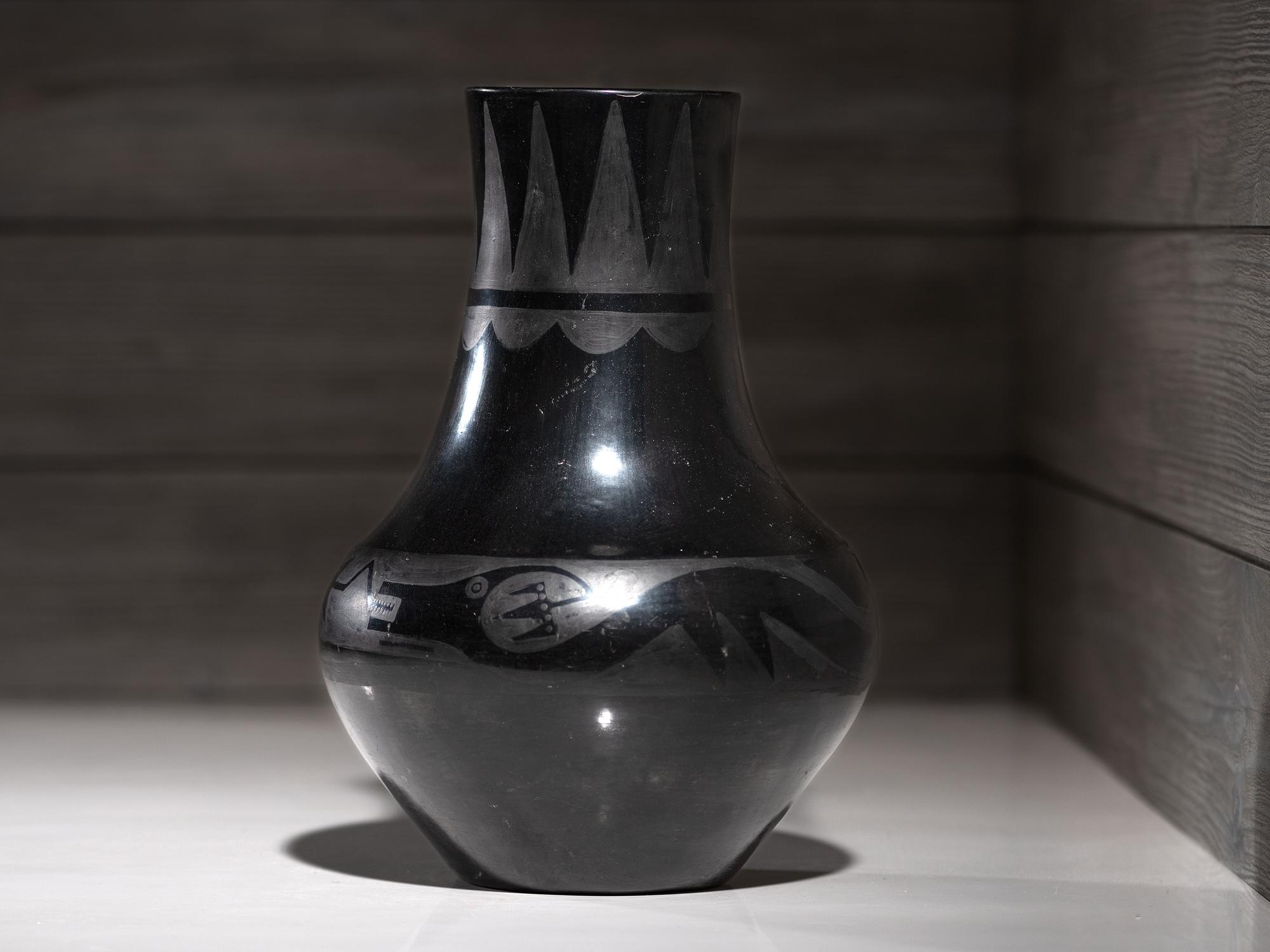 Blackware Pottery Vase, with Avanyu 1923-1925