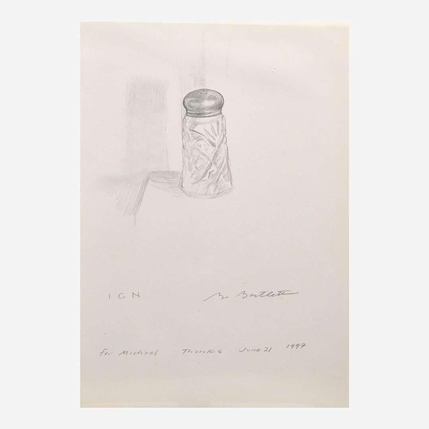 Bo Bartlett (American, b.1955) Salt Shaker Sketch together with Salt Shakers