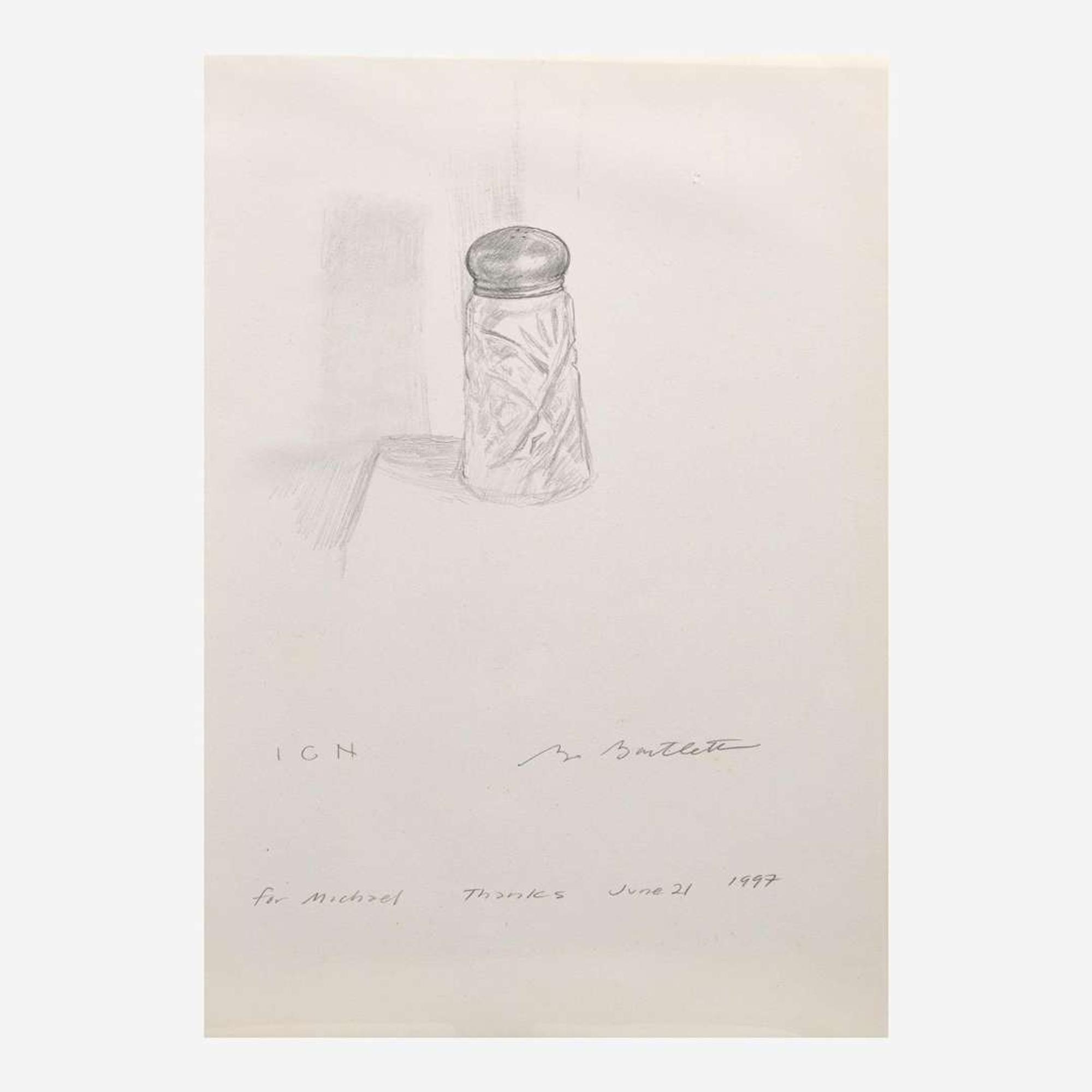 Bo Bartlett (American, b.1955) Salt Shaker Sketch together with Salt Shakers