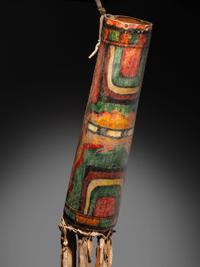 Cheyenne Parfleche Cylinder, with Pueblo Overpaint