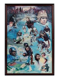 A Group of Seven Chicago Bears Artworks Formerly Displayed at Mike Ditka’s Restaurant