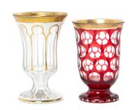 Two Bohemian Cut to Clear Chalices, 19TH CENTURY, Height of taller 5 7/8 inches. — 19TH CENTURY,