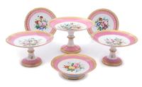 An English Spode Porcelain Dessert Service Height of largest compote 7 x diameter 11 1/8 inches. — 19TH CENTURY