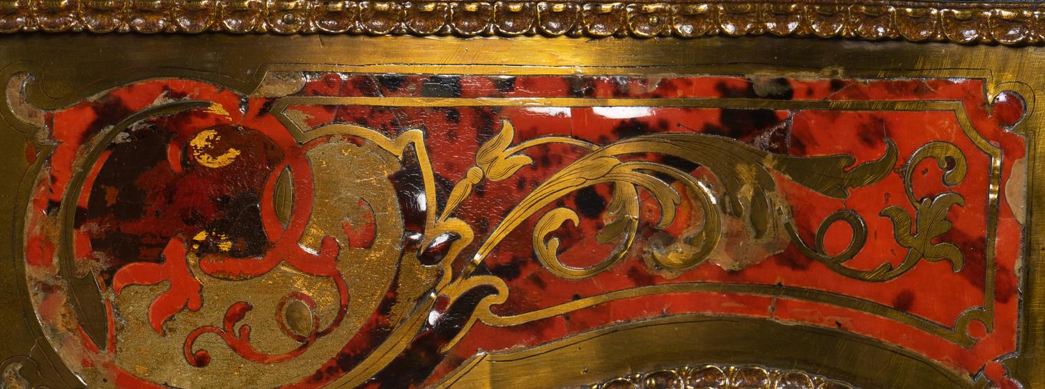 A Napoleon III Style Brass and Tortoise Shell Inlaid Center Table