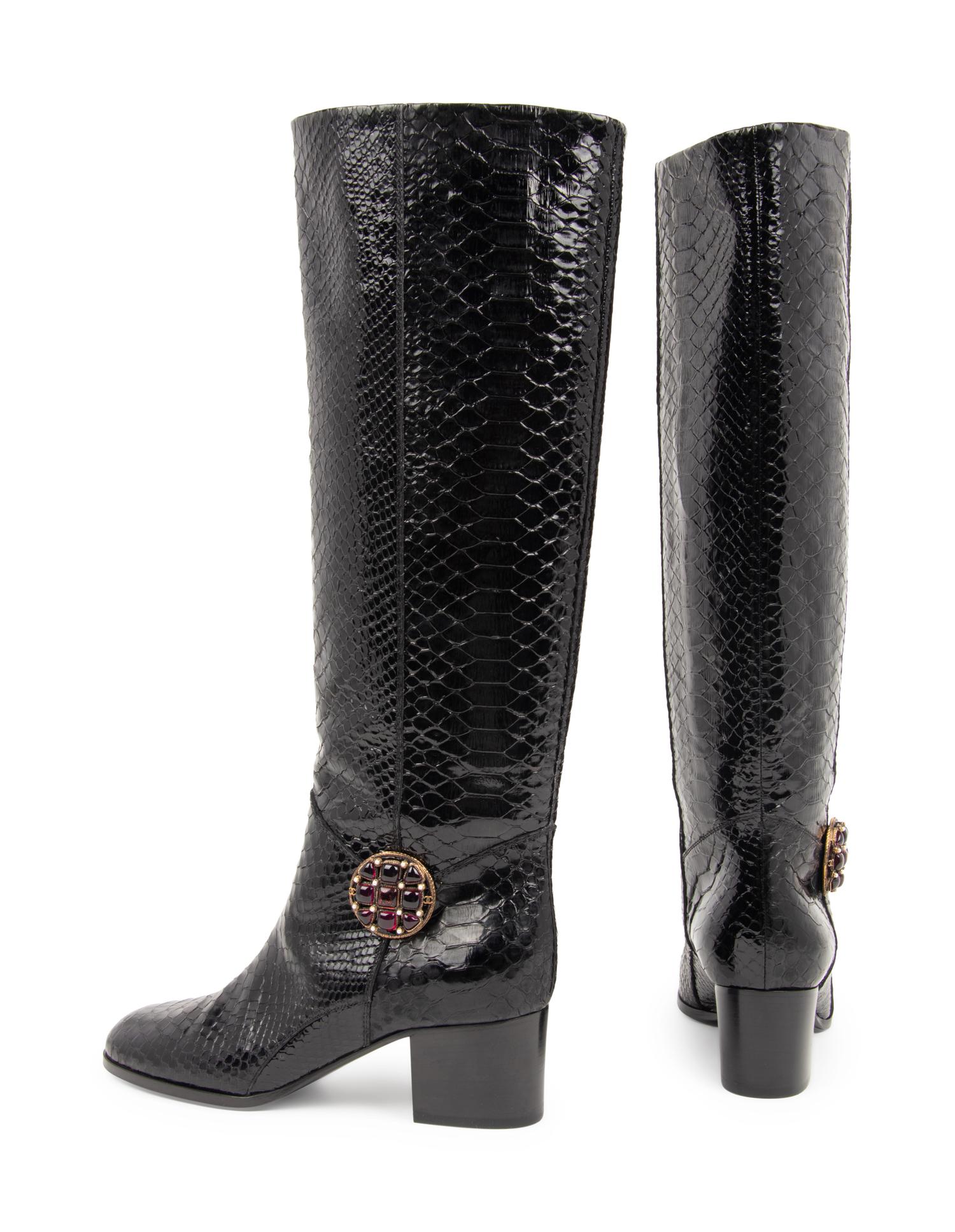 Unworn Chanel Black Leather Boots, 2013