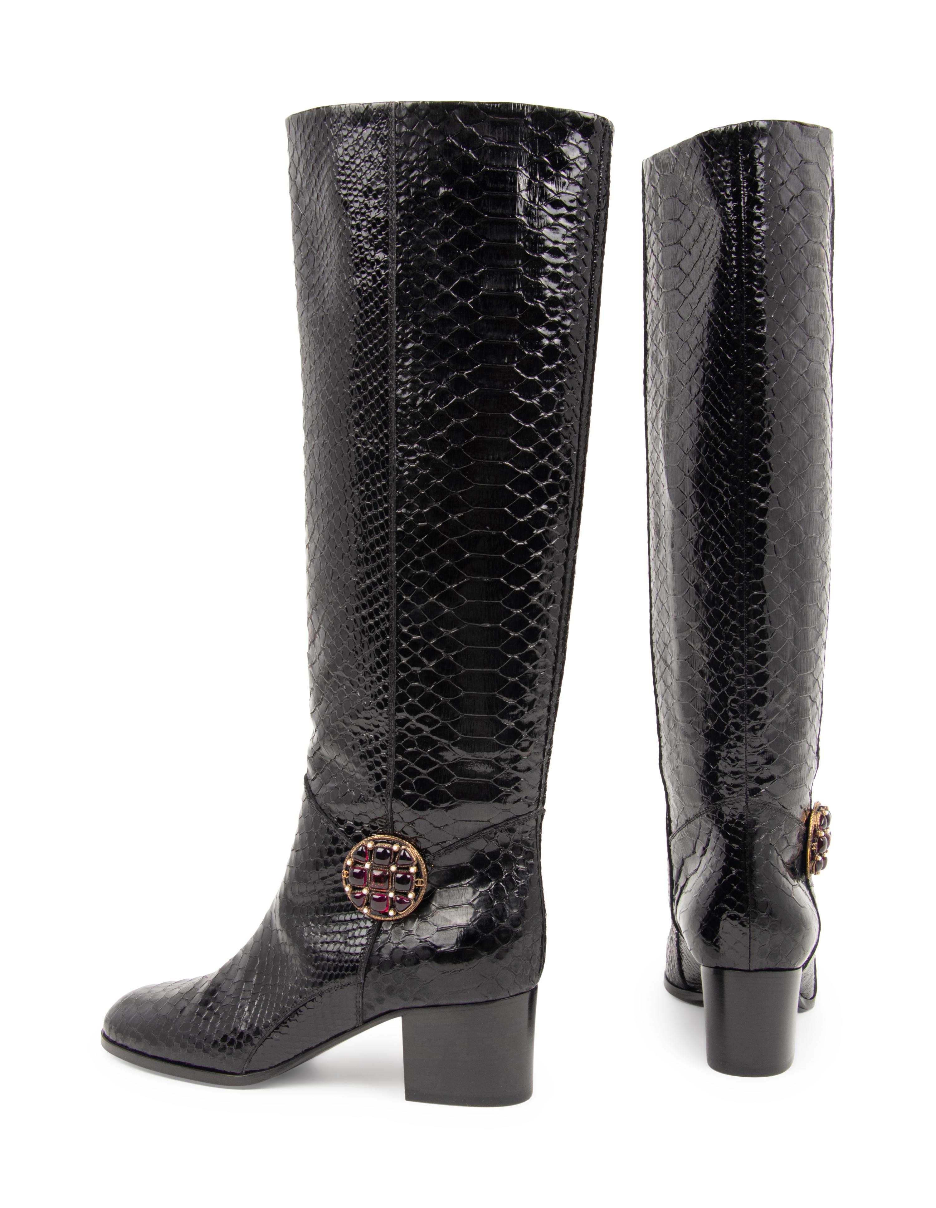 Unworn Chanel Black Leather Boots, 2013