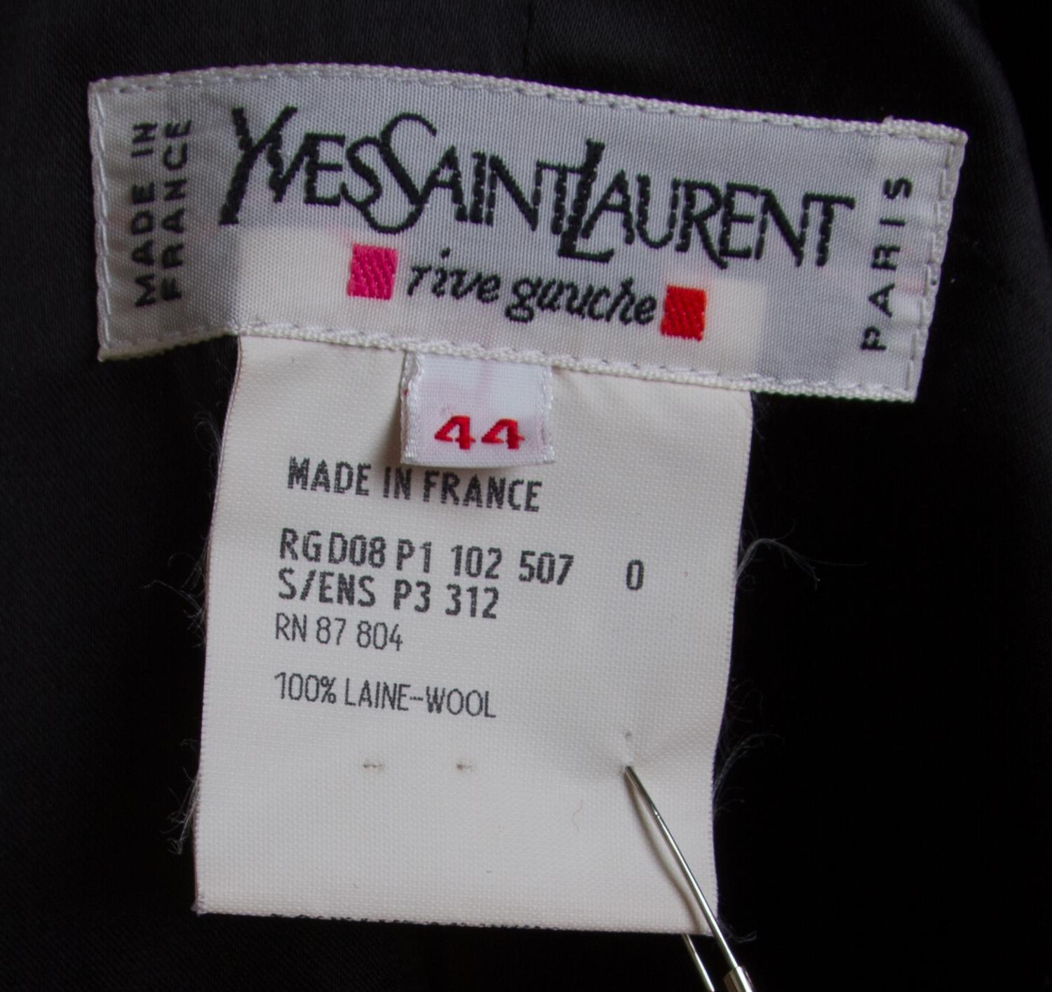 An Yves Saint Laurent Glen Plaid Pant Suit, Size 44.