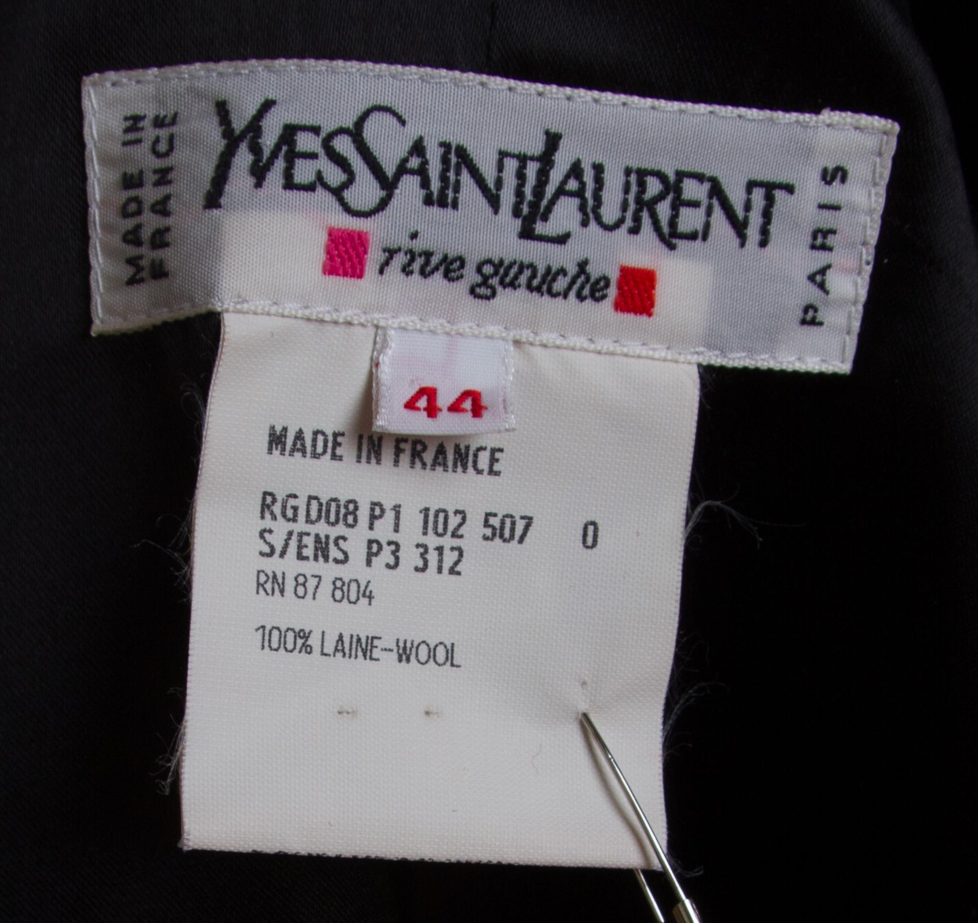 An Yves Saint Laurent Glen Plaid Pant Suit, Size 44.