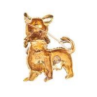 YELLOW GOLD AND MULTIGEM DOG BROOCH