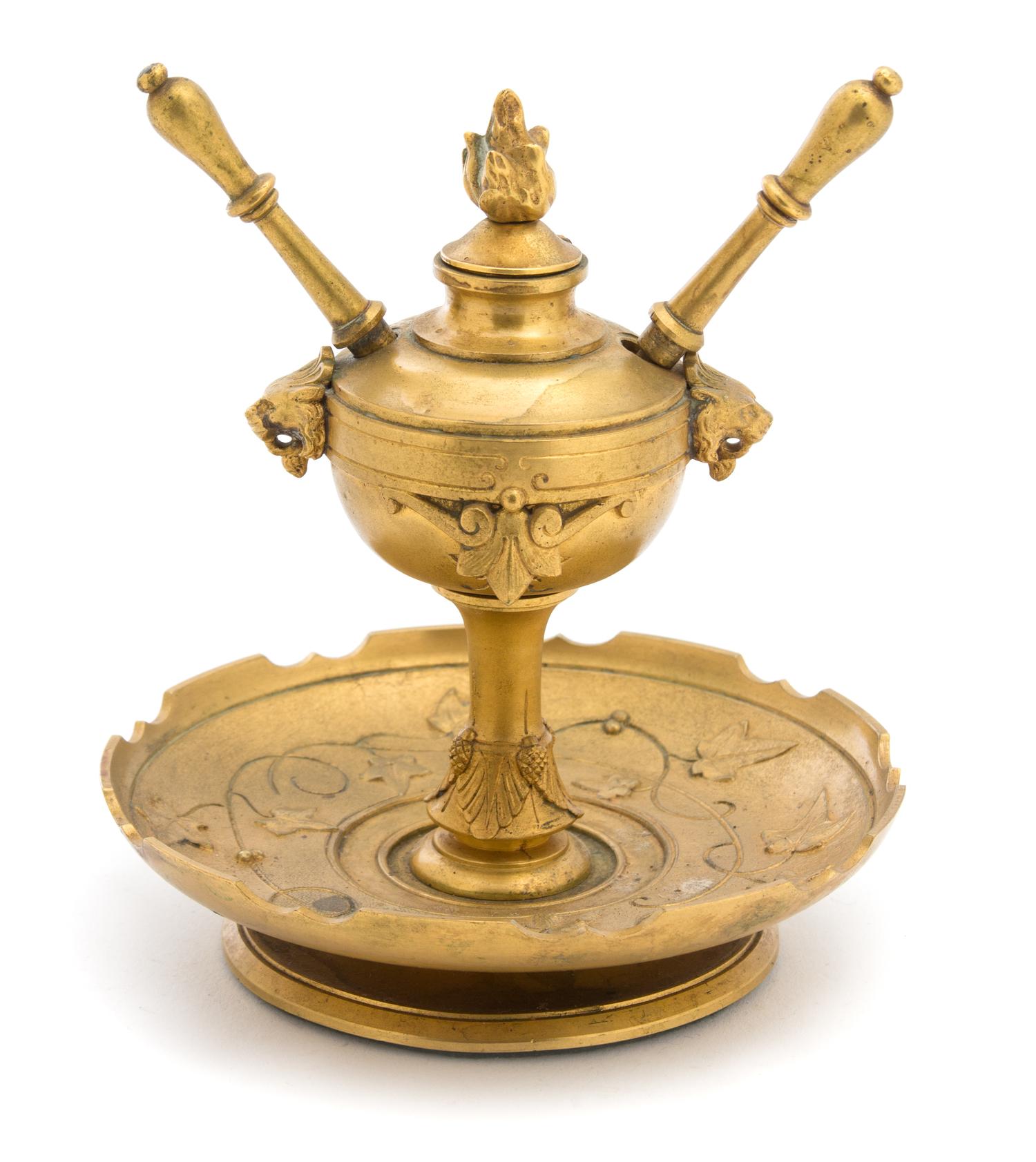 A Gilt Bronze Whale Oil Burner Height 5 1/2 inches. — 19TH CENTURY