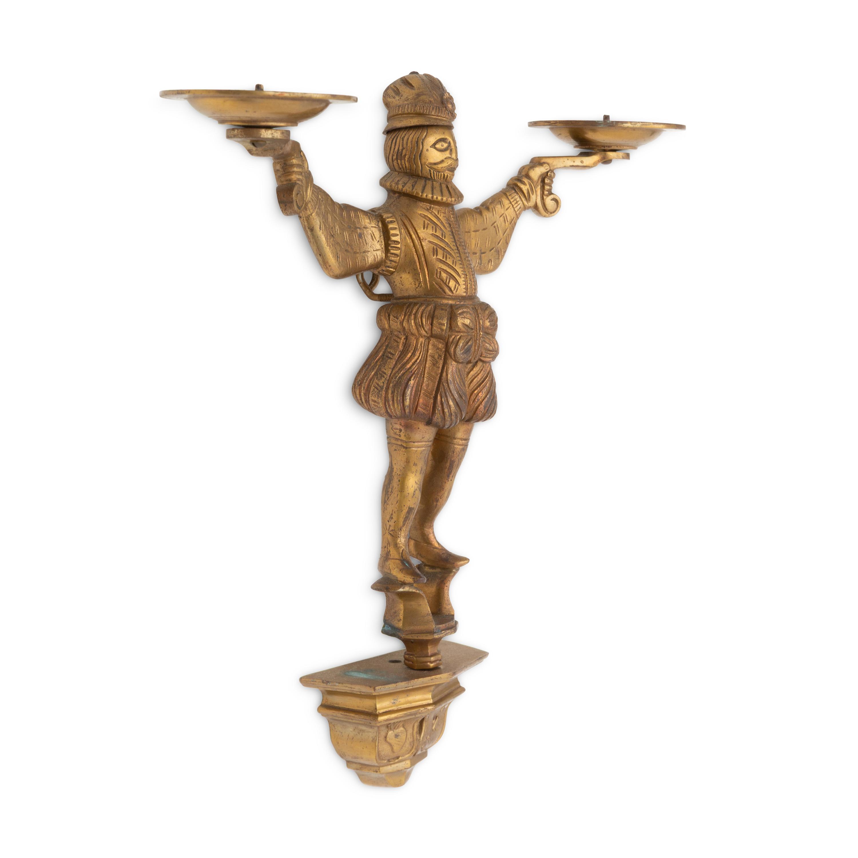 A Set of Six Brass Two-Arm Sconces