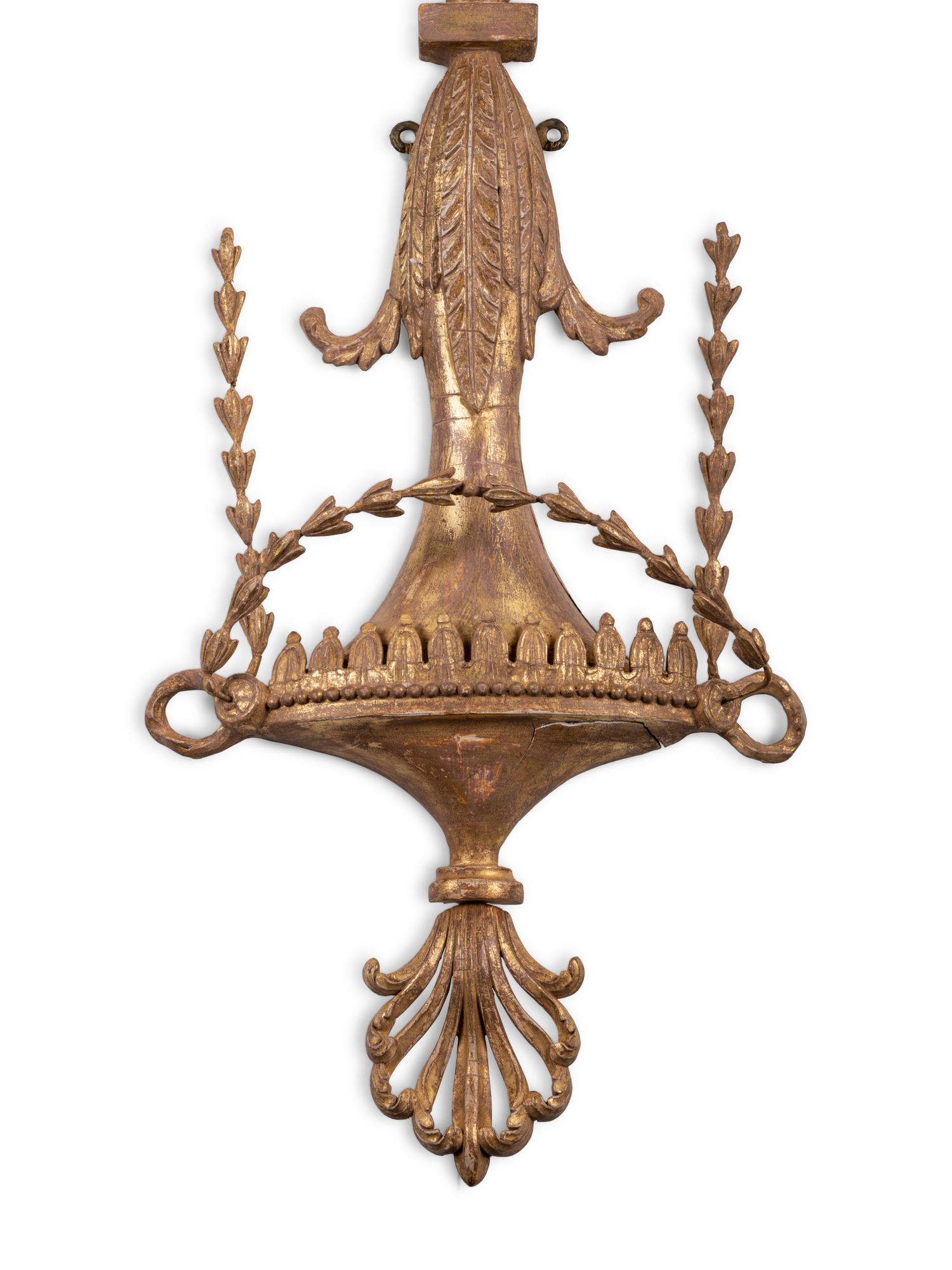 A George III Cream-Painted and Parcel-Gilt Two-Light Wall Appliqué