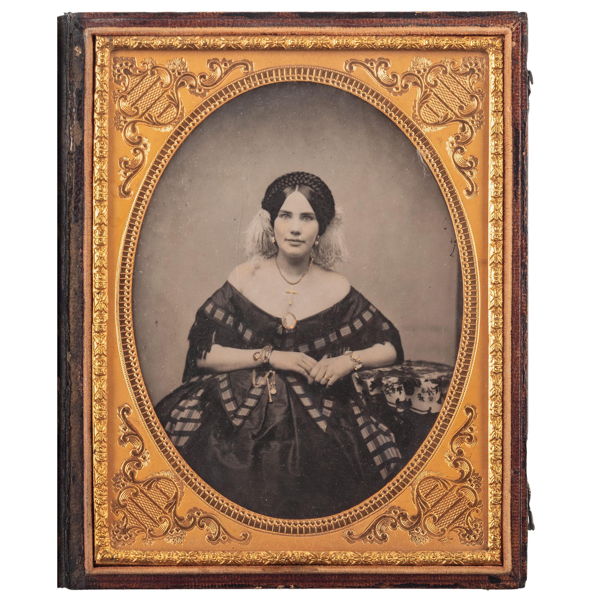 Half plate ambrotype portrait of a beautiful, young Southern woman of Richmond, Virginia.