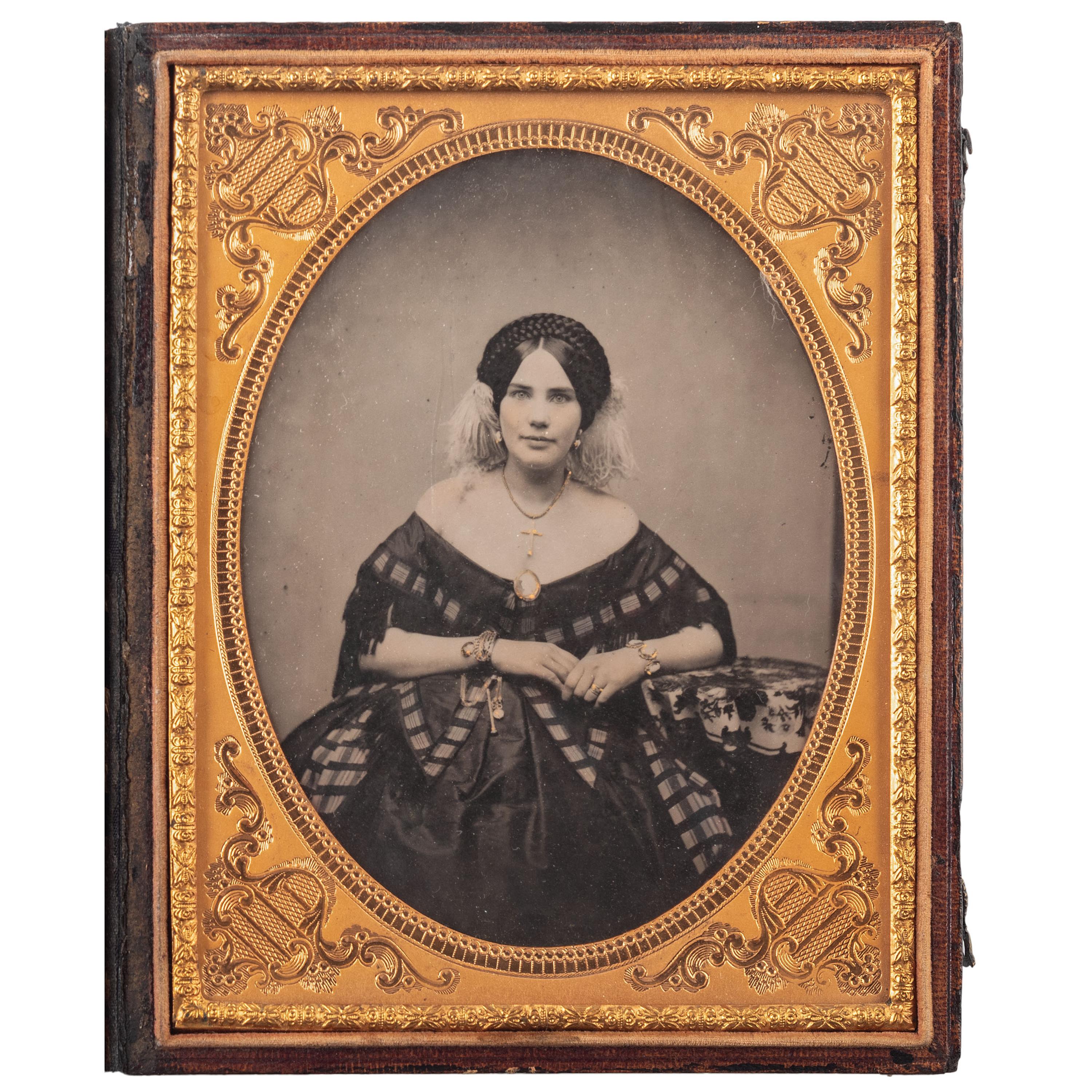 Half plate ambrotype portrait of a beautiful, young Southern woman of Richmond, Virginia.