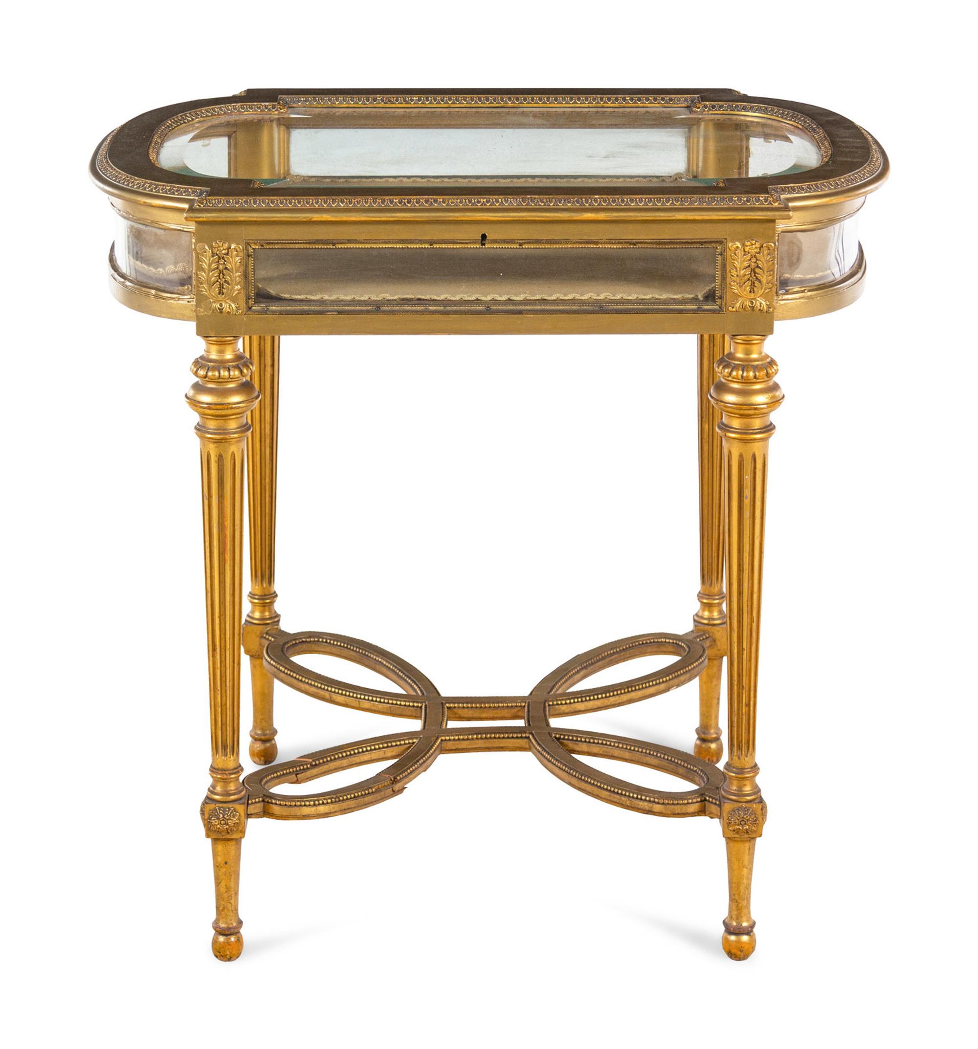 A Louis XVI Style Giltwood Vitrine Table