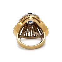 BICOLOR GOLD, DIAMOND AND SAPPHIRE RING