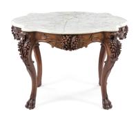 A Victorian Style Walnut Parlor Table Height 28 3/4 x width 39 1/2 x depth 30 inches. — 19TH/20TH CENTURY