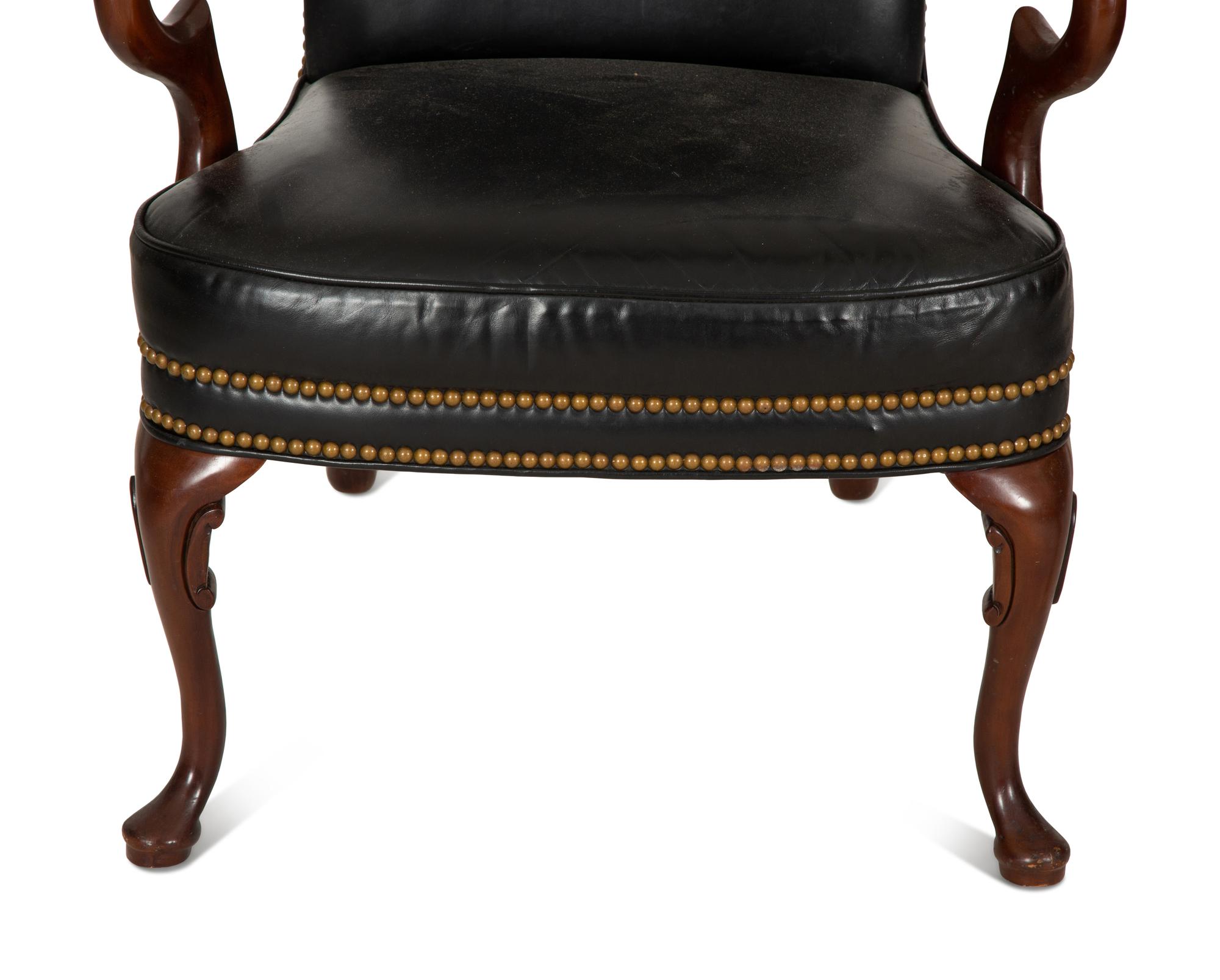 A Pair of George II Style Mahogany Open Armchairs — 20th Century